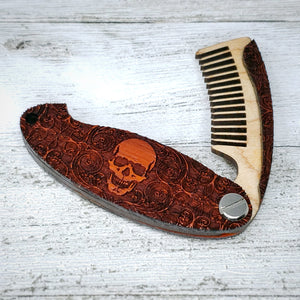 Skull Design Folding Beard Comb