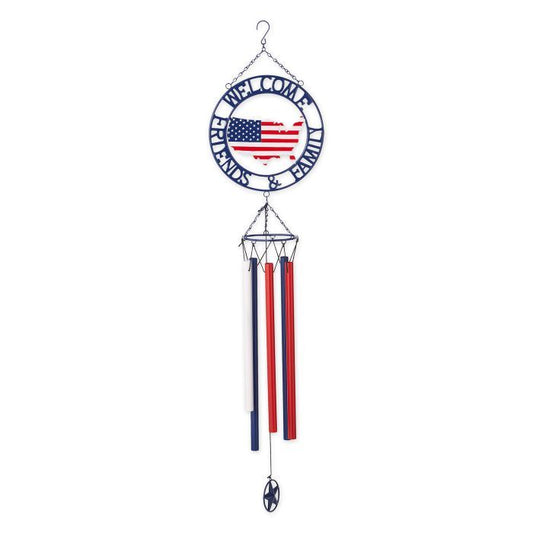 WEATHERVANE WIND CHIME - PATRIOTIC WELCOME FRIENDS & FAMILY