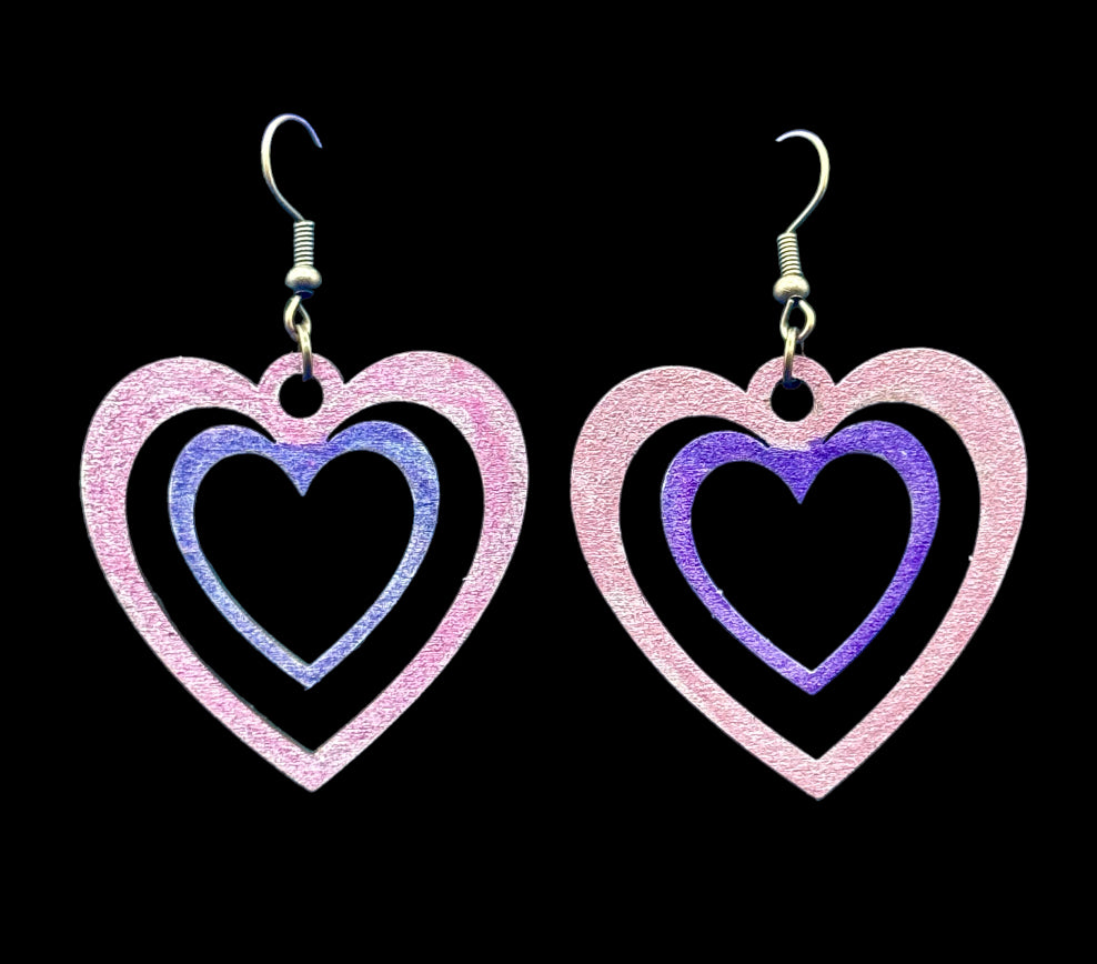 Double Heart Dangle Earrings