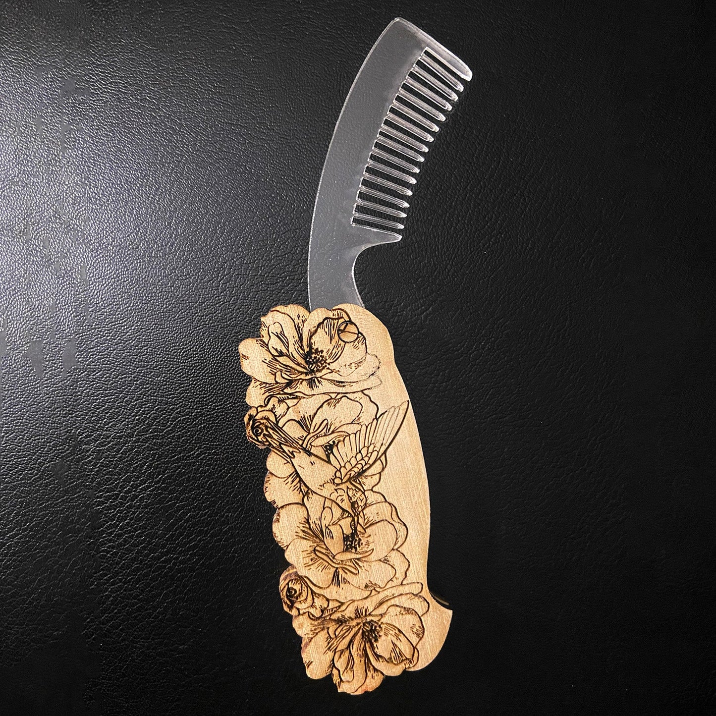 Floral Hummingbird Portable Switch Comb