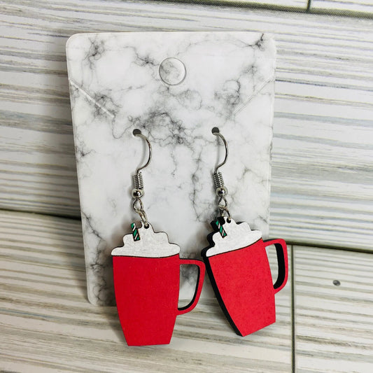 Hot Cocoa and Whipped Cream Holiday Mug Dangle Earring Set