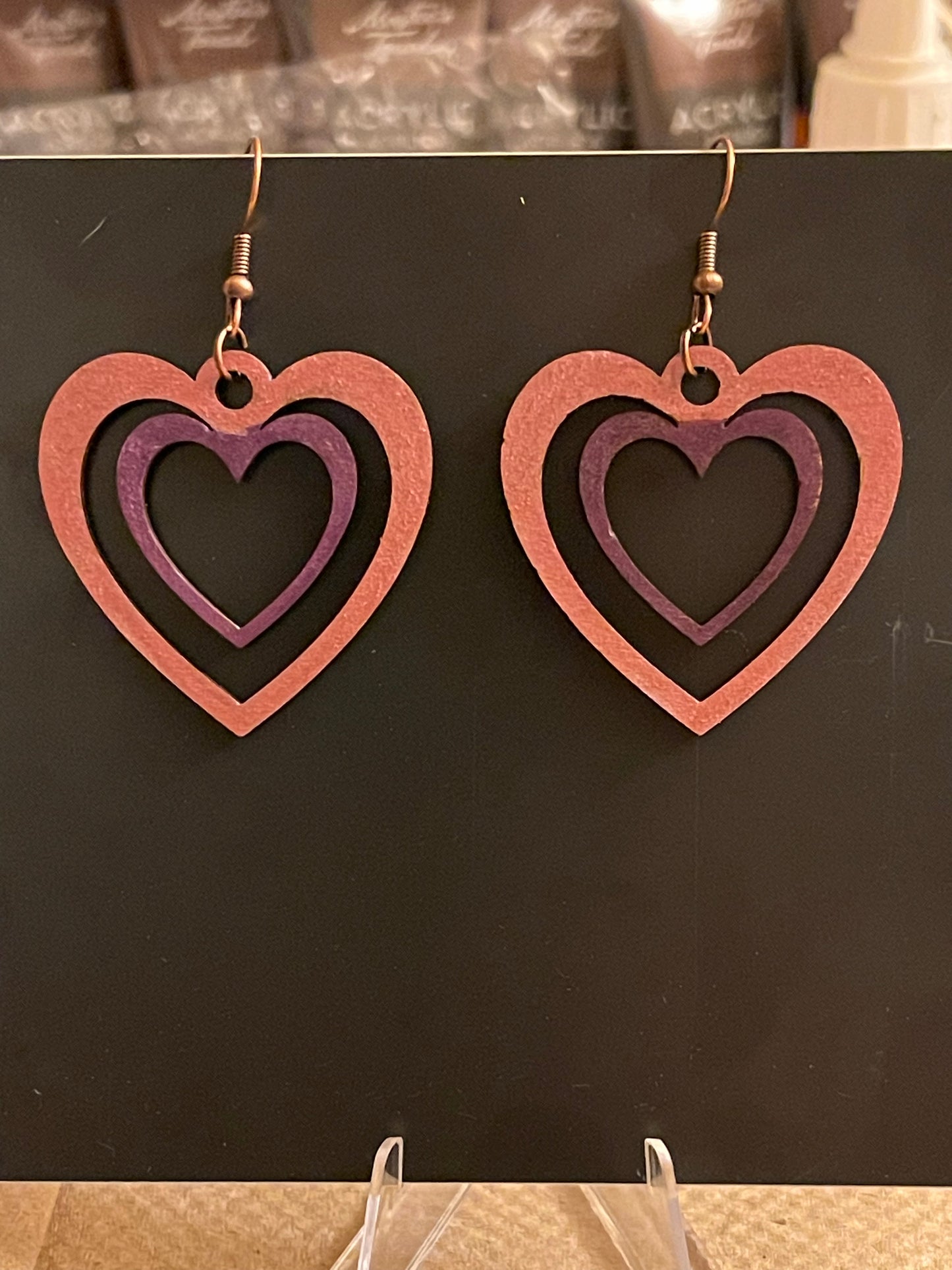 Double Heart Dangle Earrings