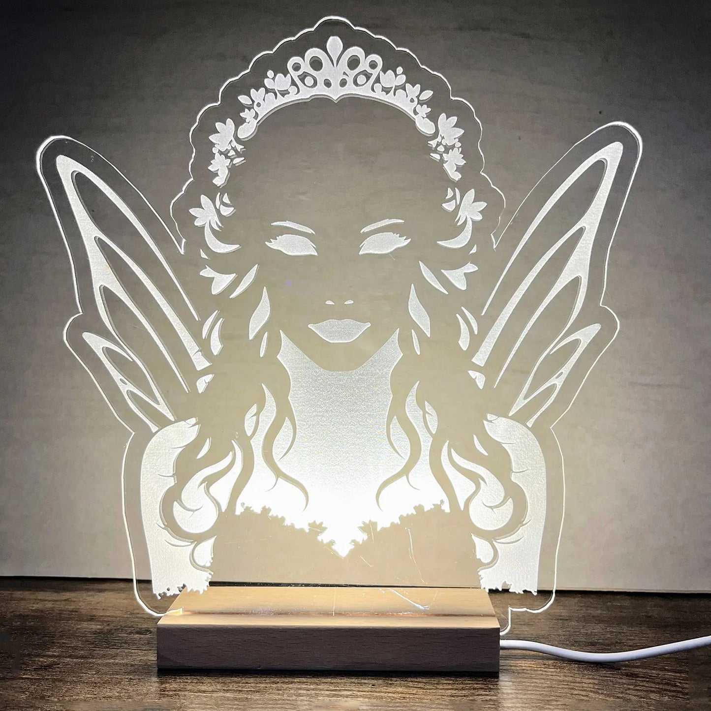 Fairy Queen LED Nightlight with intricate acrylic design.