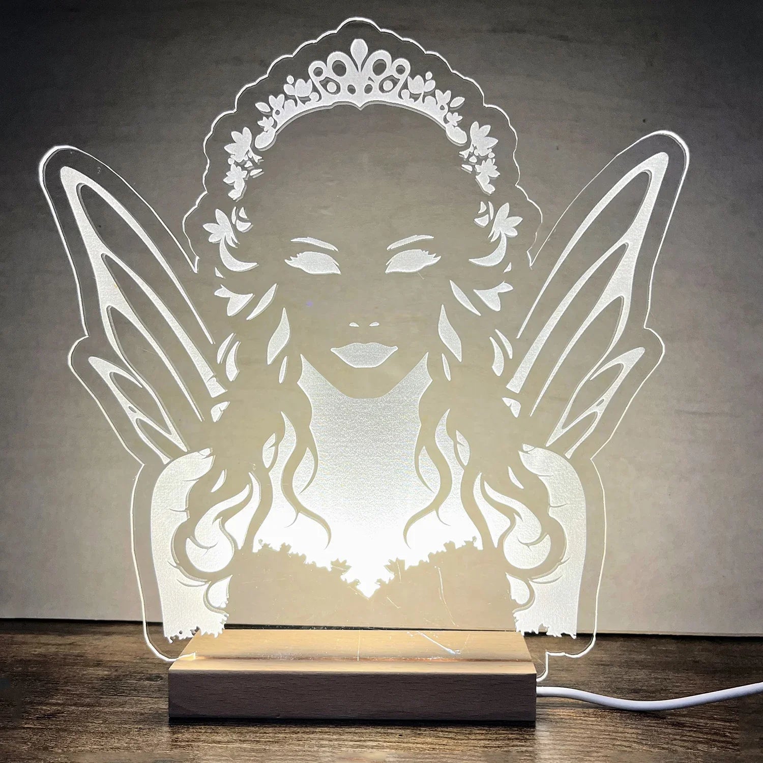 Fairy Queen LED Nightlight with intricate acrylic design.