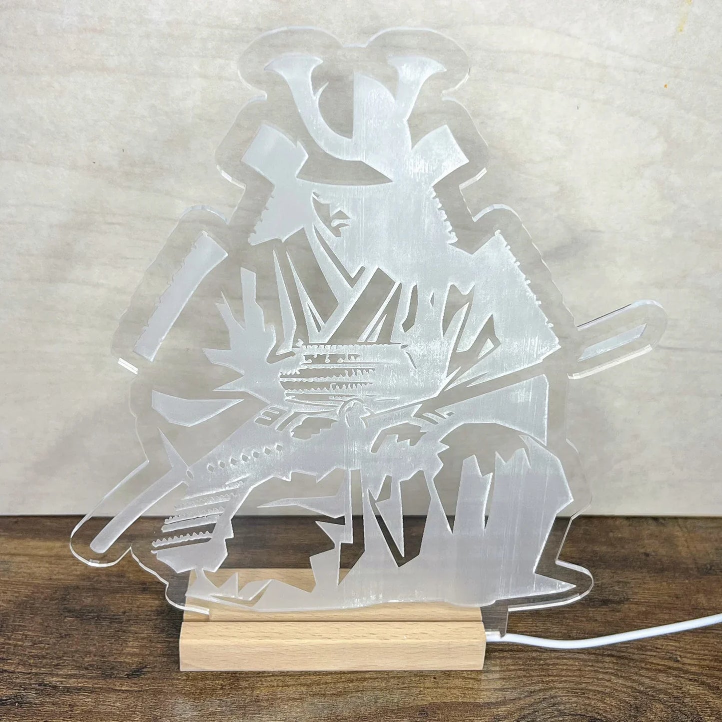 Samurai LED Nightlight with traditional warrior design, perfect for home decor.