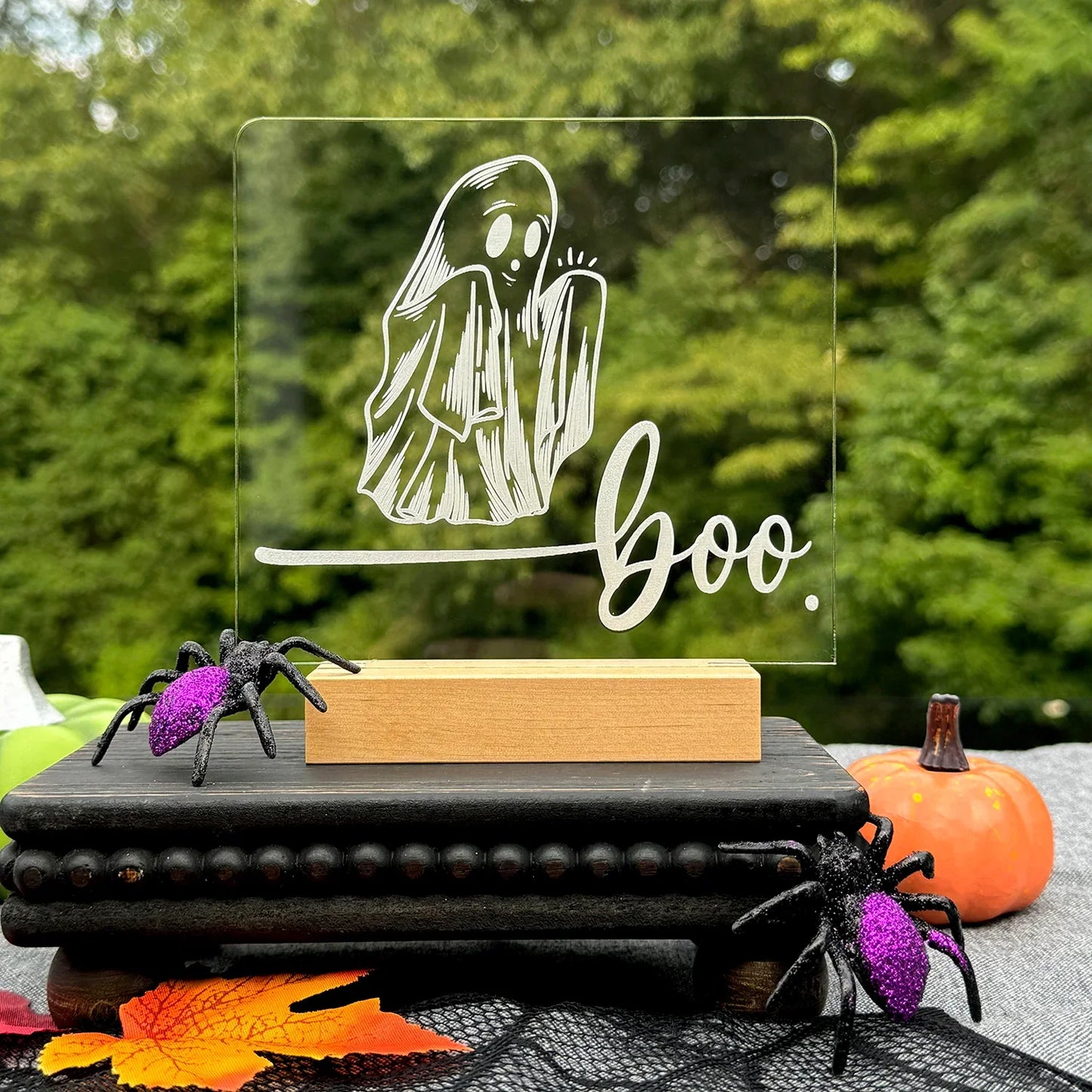 Halloween "Boo" LED Nightlight with ghost design and festive glow.