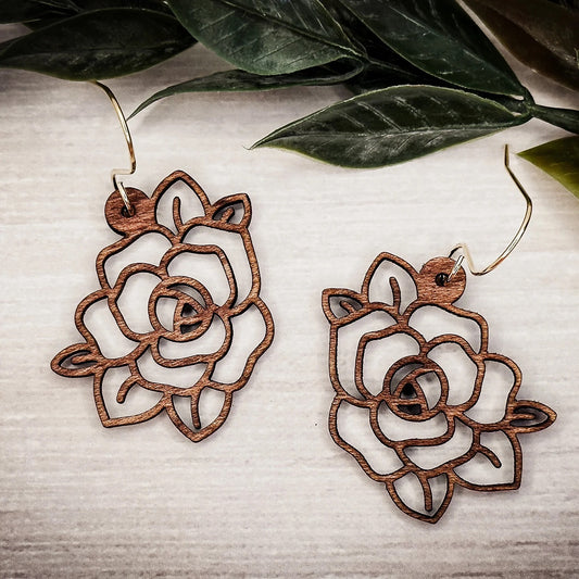 Open Rose Acrylic Dangle  Earrings