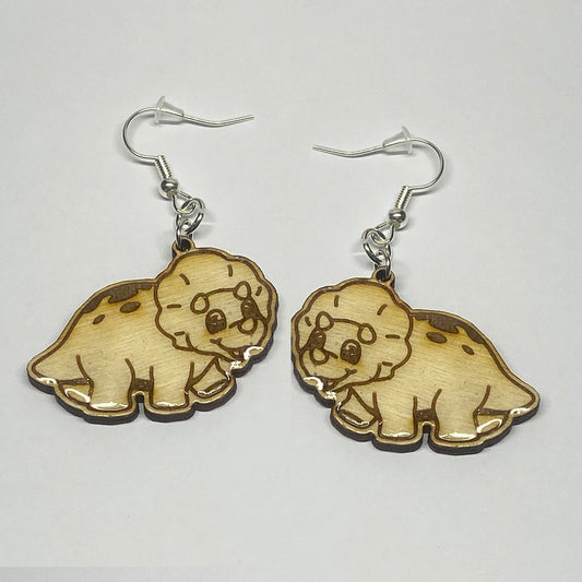 Jurassic Dinosaur Dangle Earrings - Triceratops