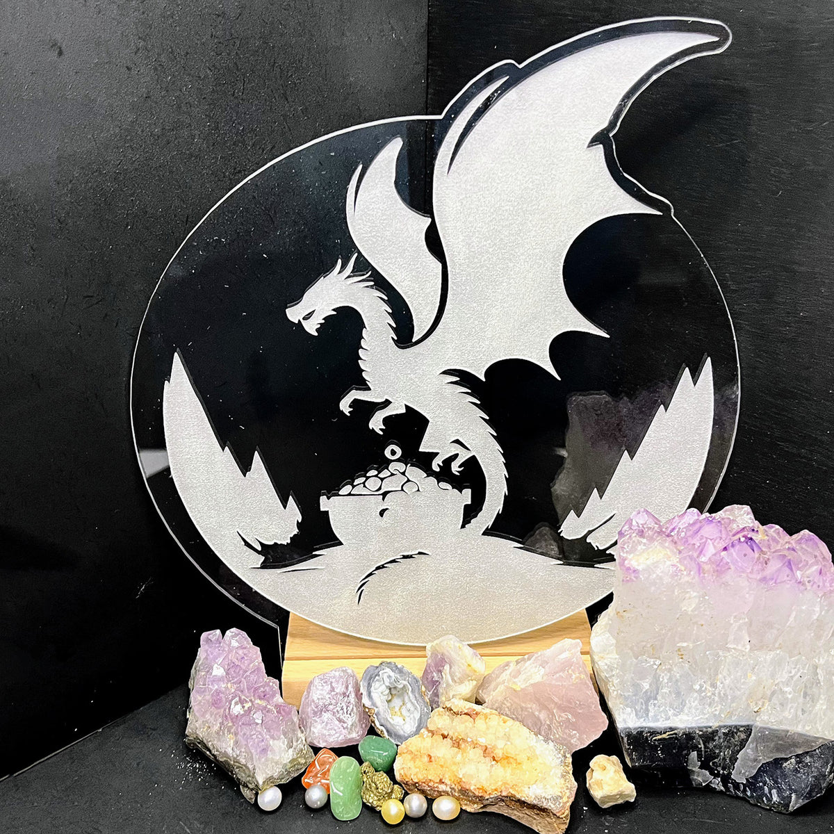 Dragon's hoard large LED nightlight illuminating gems.