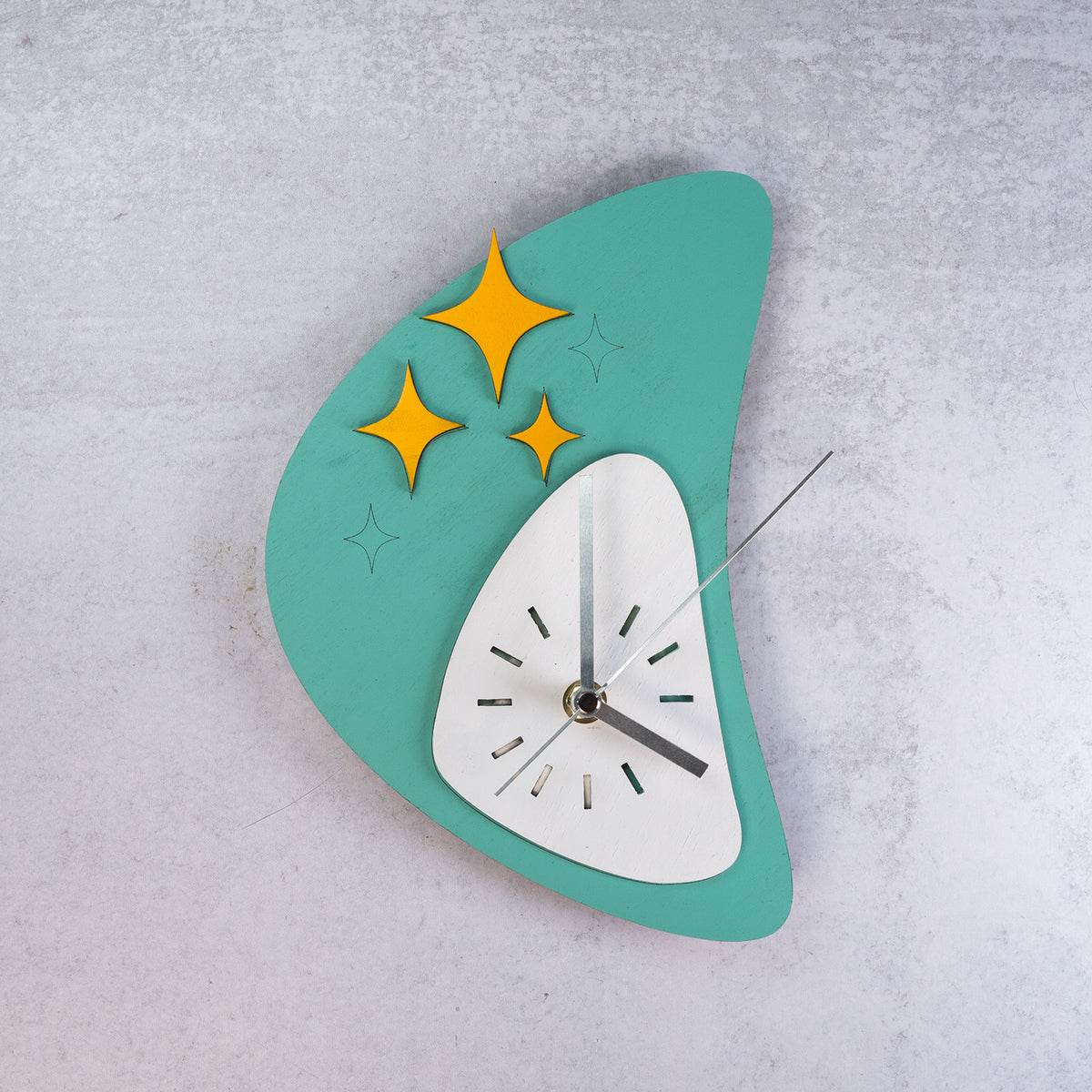 Mid-Century Inspired Moon and Stars Wall Clock