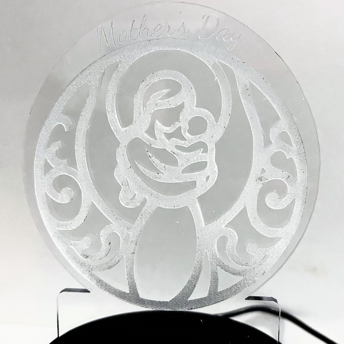 Mother's Day "Mom & Child" LED Nightlight with etched design on acrylic insert.