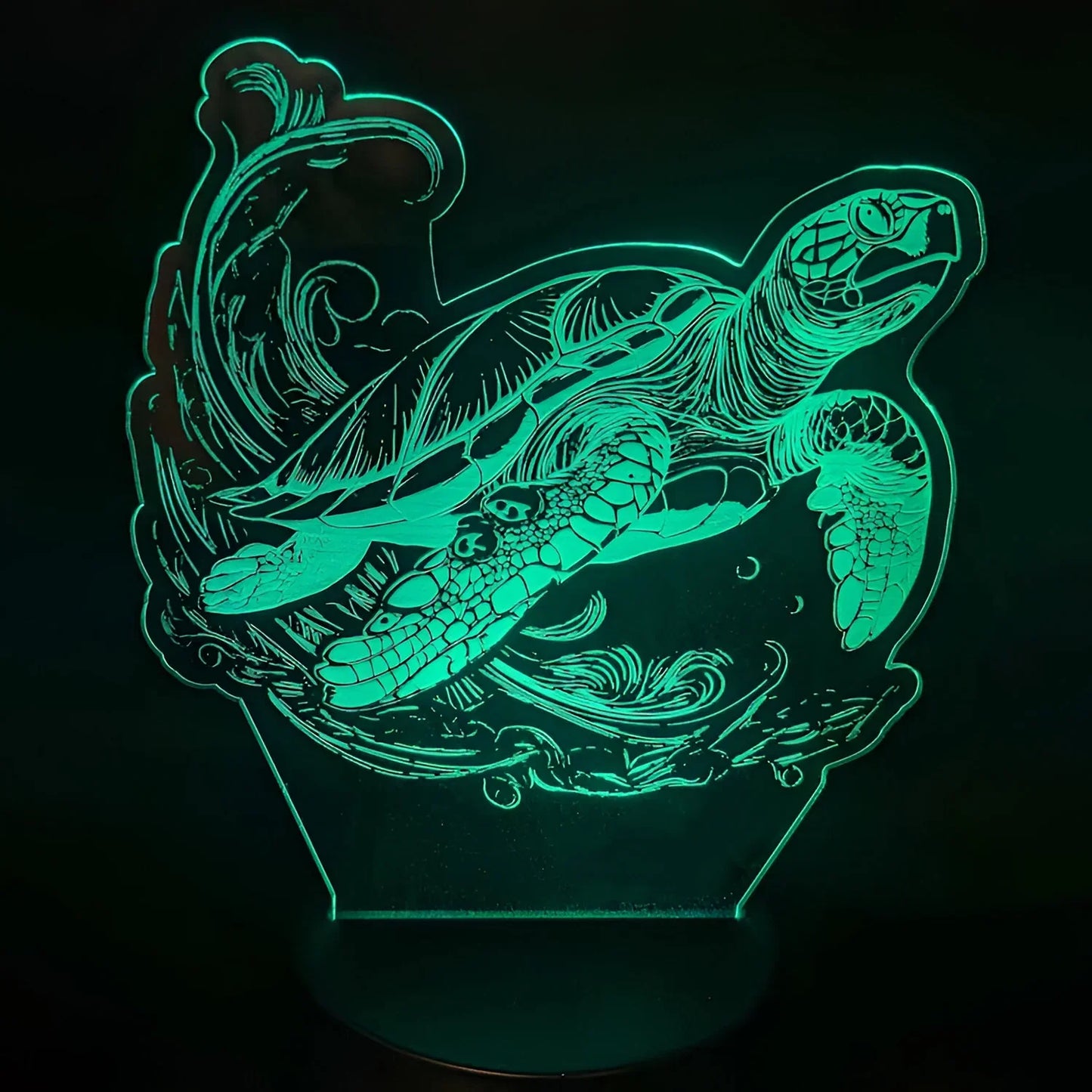 Peaceful Sea Turtle LED Nightlight with intricate design illuminating a turtle swimming through the ocean.